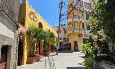 Colorful Swahili architecture in Mombasa Old Town