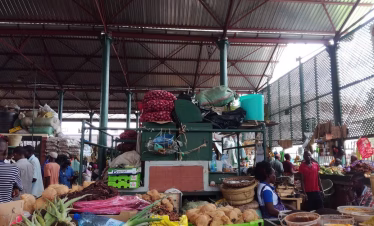 Local vendors at Marikiti Market in Mombasa