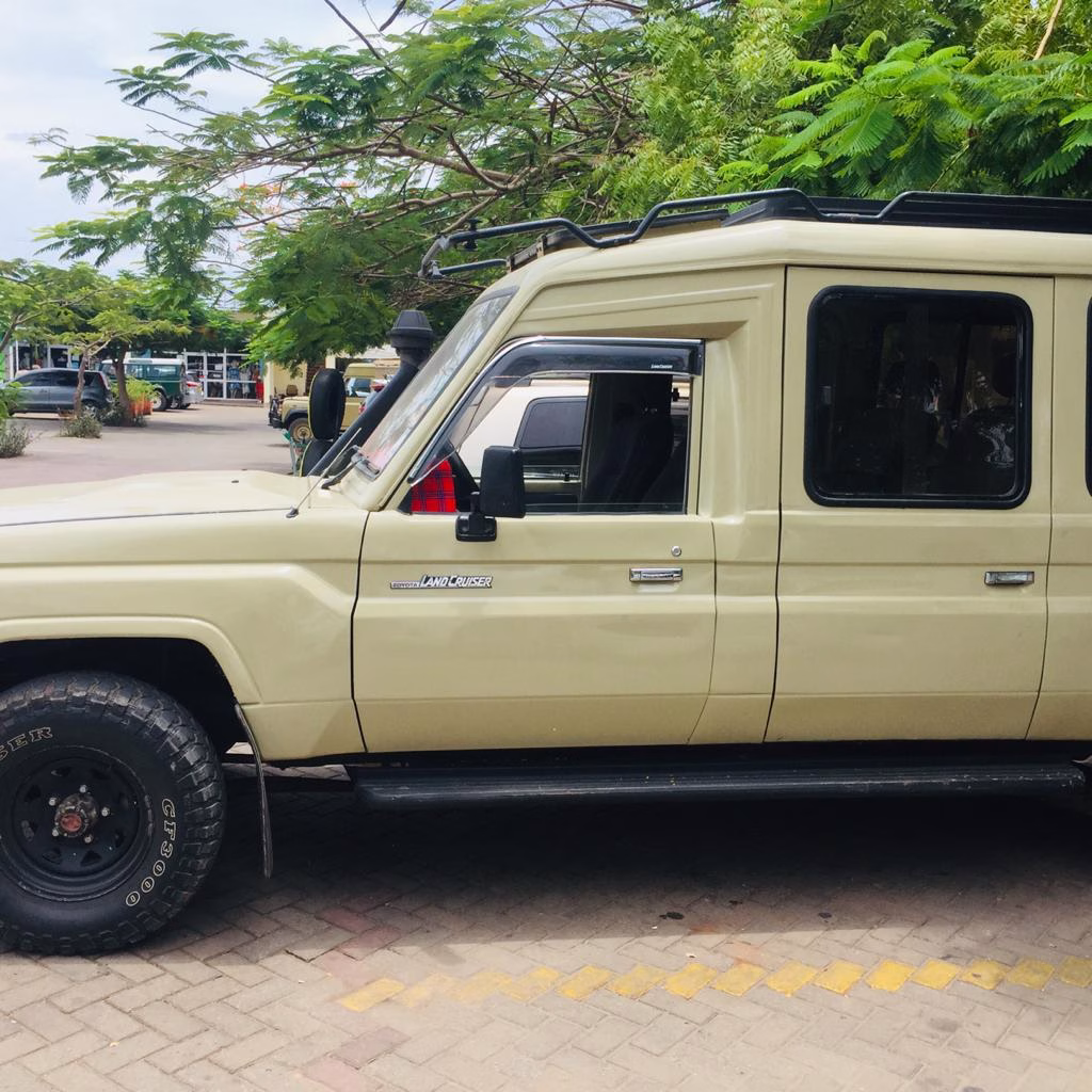 Safari vehicle en route from Diani Beach to Taita Hills Sanctuary