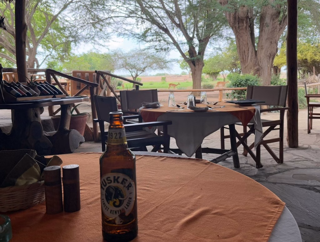 Guests enjoying bush breakfast at Satao Camp during a Tsavo East safari