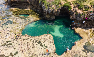 Beautiful tidal rock pool known as the African Pool along the Diani Beach coastline in Kenya.